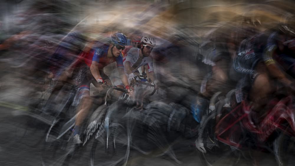 Racing Cyclists Blur by Milan Malovrh — canvas wall art