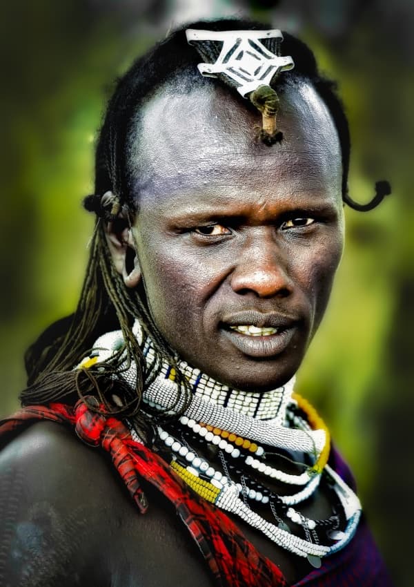 Maasai Warrior Portrait by Nora De Angelli — canvas wall art