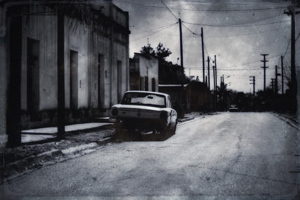 Vintage Car City Street by txules — canvas wall art