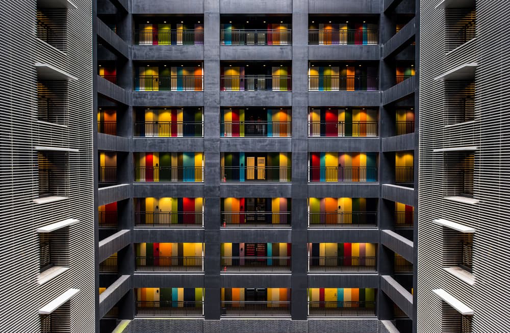 Colorful Doors Modern Architecture by Marc Pelissier — canvas wall art