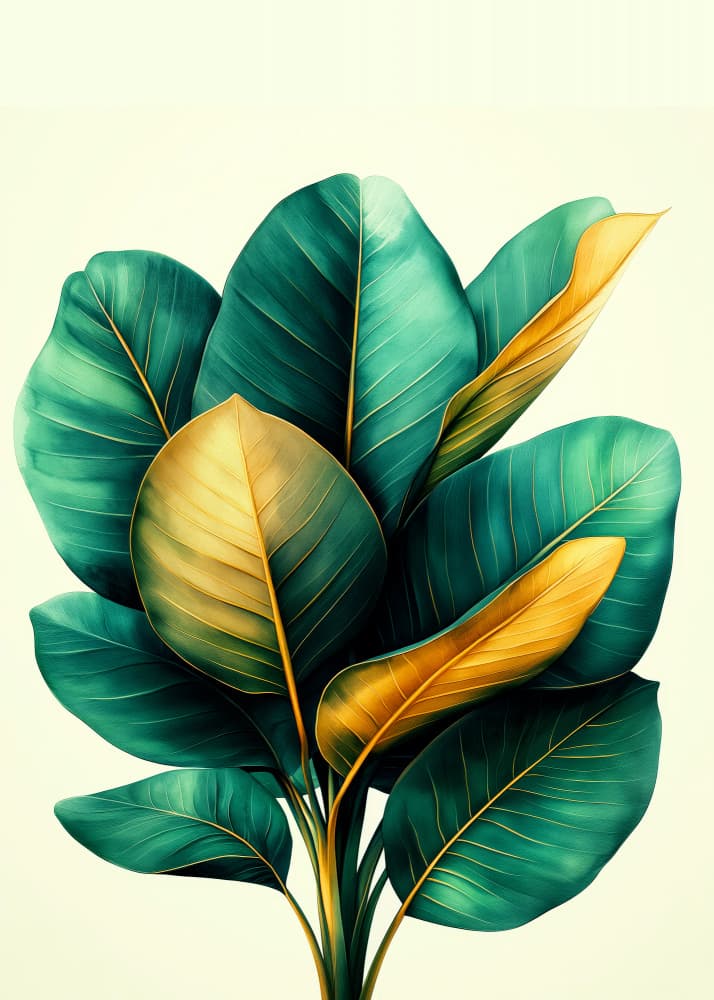 Golden Green Leaves by Justyna Jaszke — canvas wall art