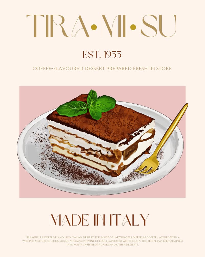 Classic Italian Tiramisu Print by Nazma Khokhar — canvas wall art