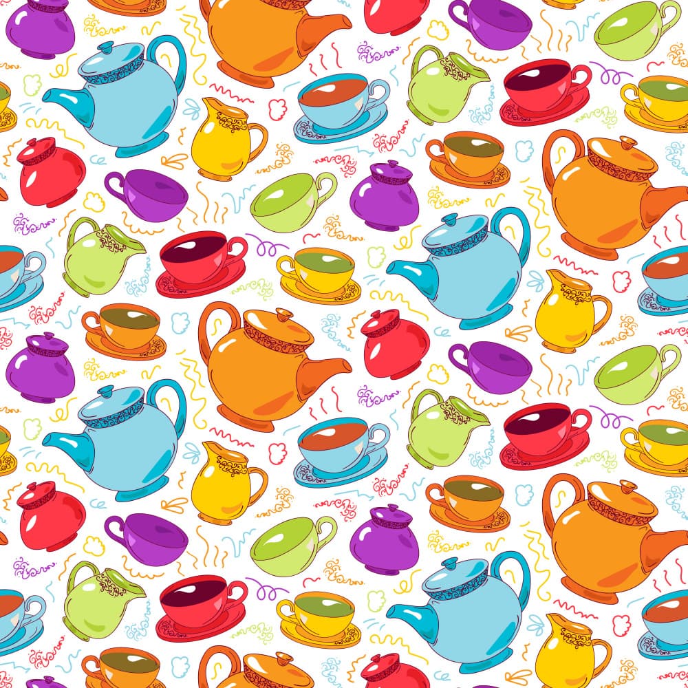 Cheerful Tea Time Pattern by Marika Barsrsind — canvas wall art