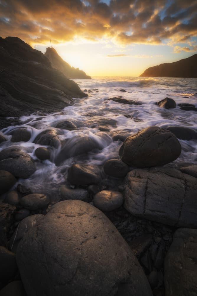 Golden Coastal Waves by Andrea Maestosi — canvas wall art