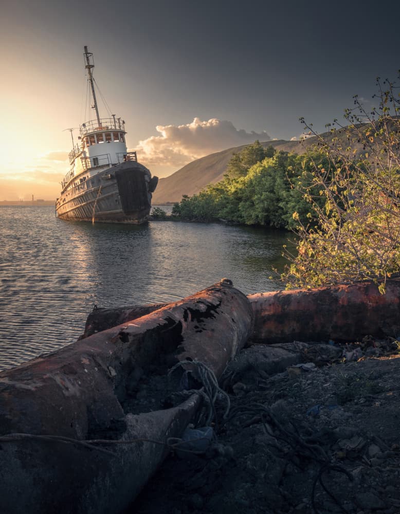 Golden Hour Tugboat by David — canvas wall art