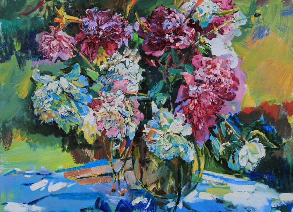 Vibrant Peony Bouquet by Andrii Kutsachenko — canvas wall art