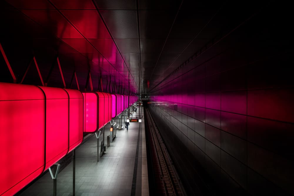 Vibrant Subway Lights by Roland Weber — canvas wall art