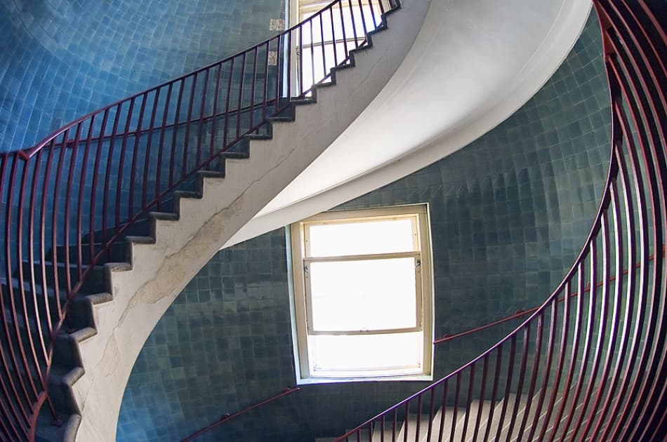 Winding Blue Stairwell by Jure Kravanja — canvas wall art