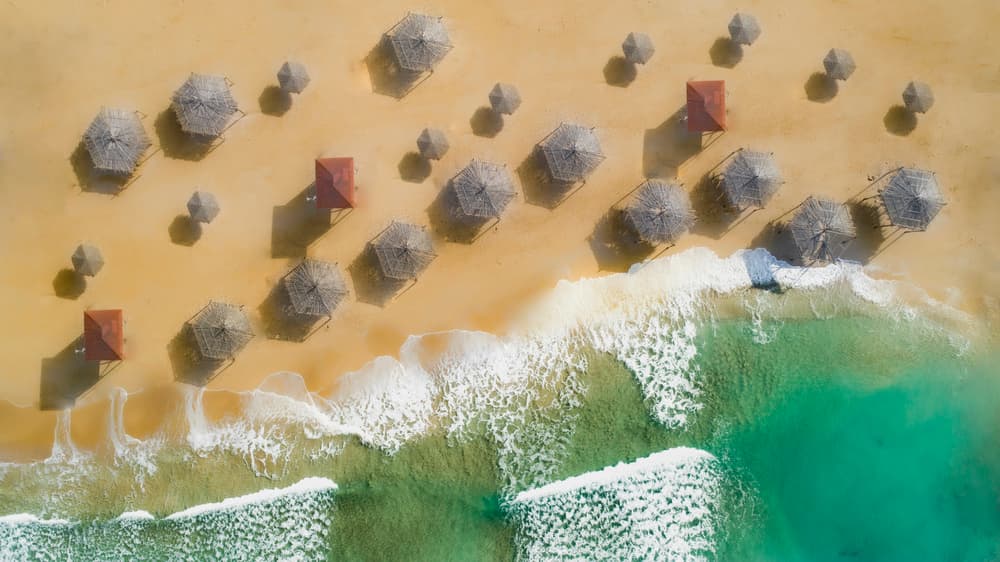 Tropical Beach Umbrellas by Wisam Hassan — canvas wall art