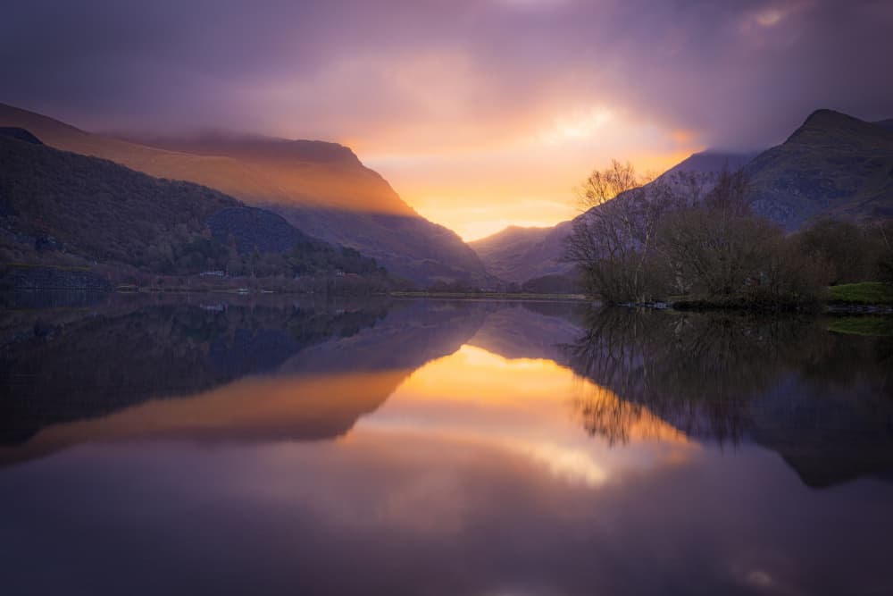 Serene Mountain Lake Sunset by Kutub Uddin — canvas wall art