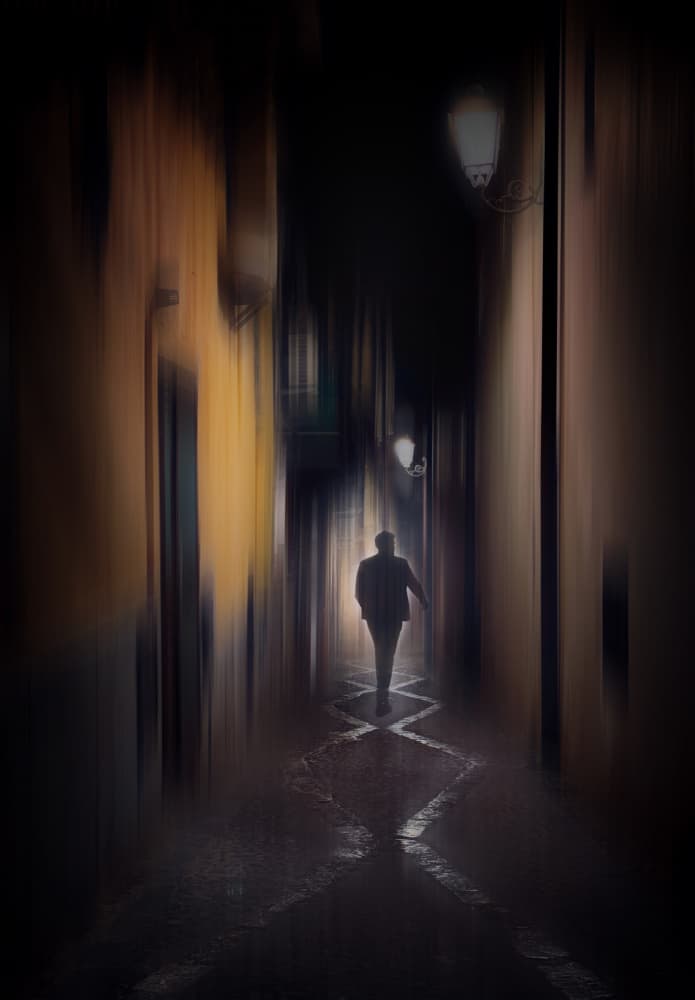 Mysterious Night Path by Annette Guo — canvas wall art