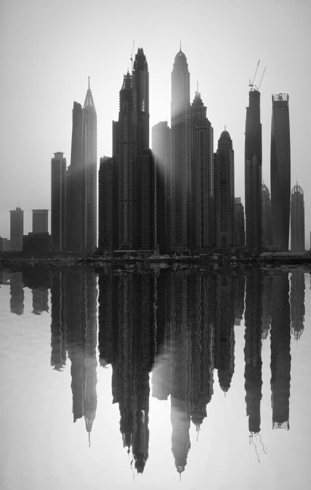 City Skyline Reflections by Paulo Nogueira — canvas wall art