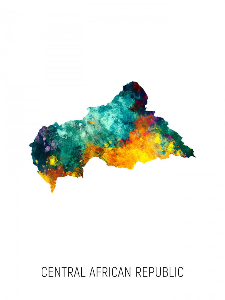 Colorful Central African Map by Michael Tompsett — canvas wall art