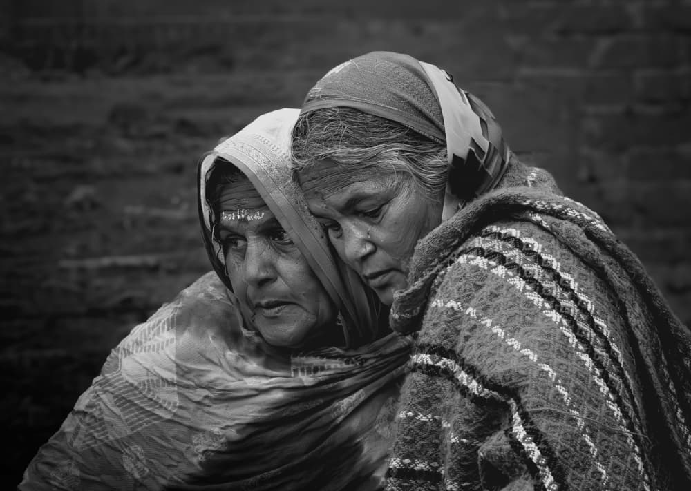 Two Women's Quiet Moment by Yun Gong — canvas wall art