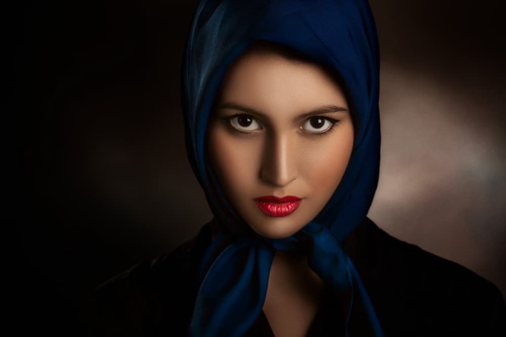 Woman in Blue Scarf by Peppe Tambè — canvas wall art