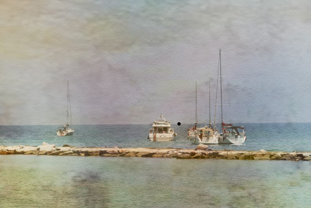 Calm Harbor Boats by monique gilleman — canvas wall art