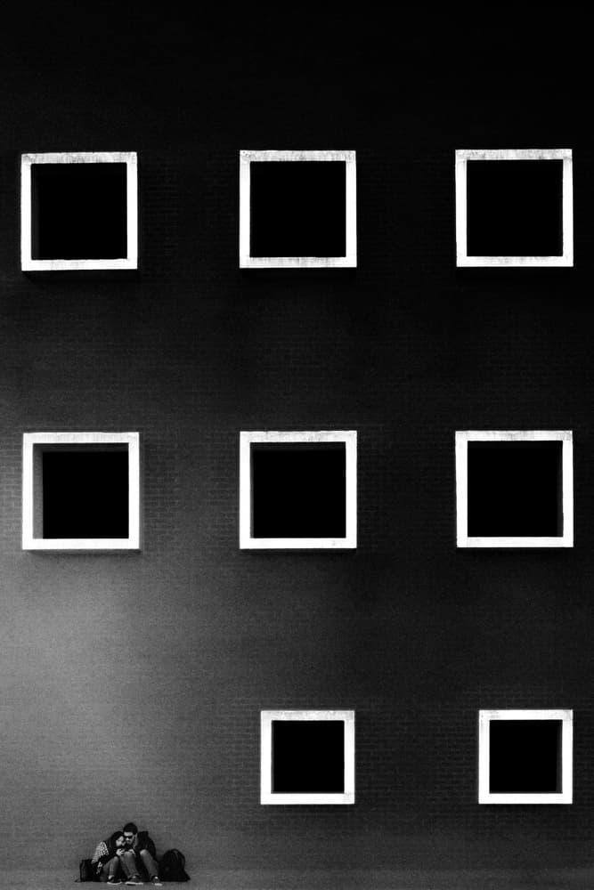 People In Geometric Grid by Rui Correia — canvas wall art
