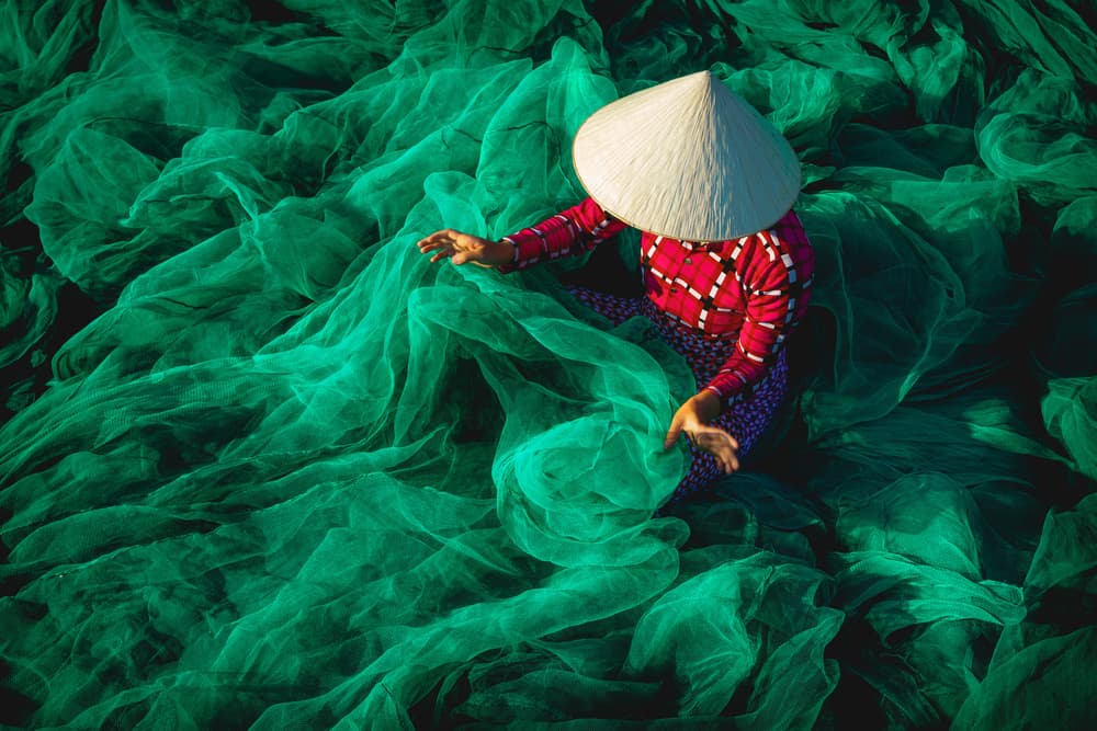 Green Net Woman by Woraphon Banchobdi — canvas wall art