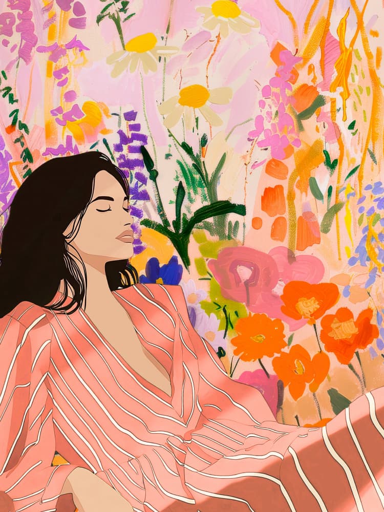 Serene Woman in Garden by Mathieu jeuf — canvas wall art