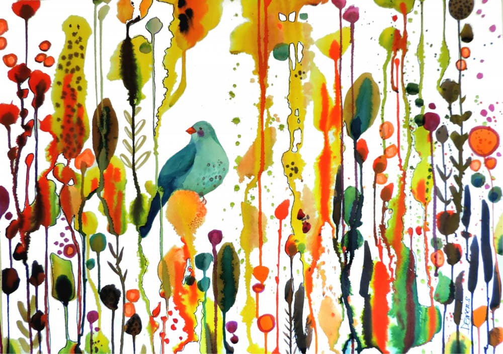 Vibrant Garden Bird by Sylvie Demers — canvas wall art