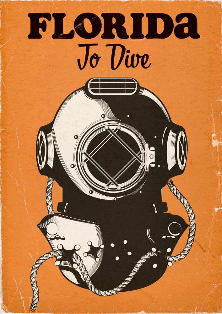Florida Vintage Diving Helmet by Nicholas — canvas wall art