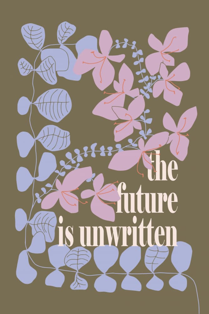 Unwritten Future Floral Quote by Annick — canvas wall art