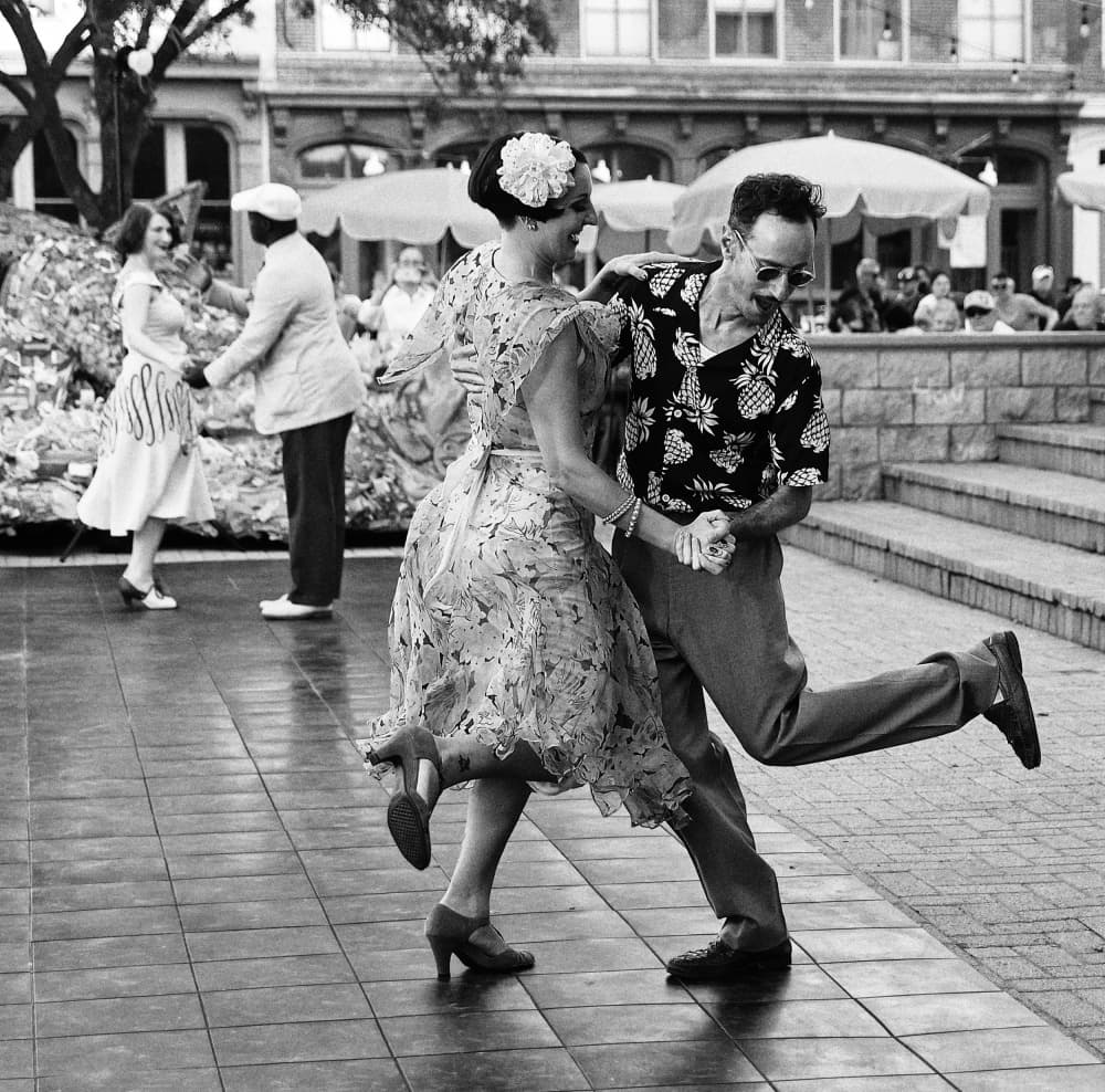 Joyful Swing Dancers by Michael Burlak — canvas wall art