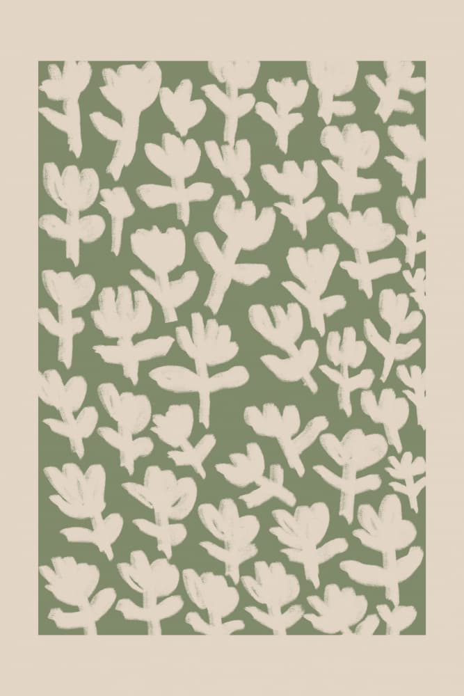 Green Floral Pattern by Melloi Art Prints — canvas wall art