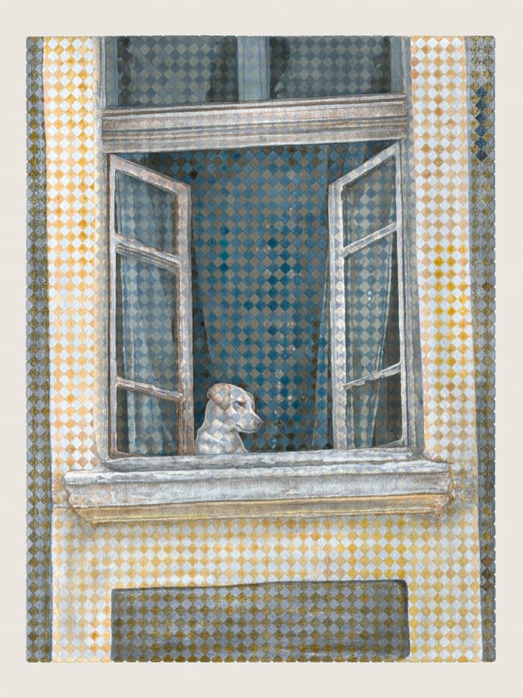 Curious Dog Window View by Dobri Gjurkov — canvas wall art