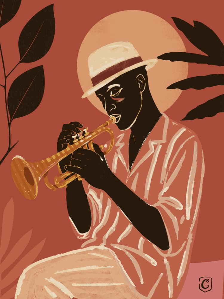 Soulful Jazz Trumpeter by Cannavaro — canvas wall art