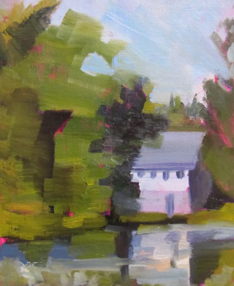 Impressionistic Lakeside House by Maxine Shore — canvas wall art