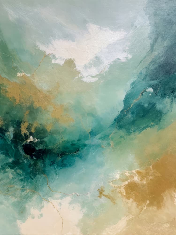 Teal Gold Abstract Swirls by Alpenglow Workshop — canvas wall art