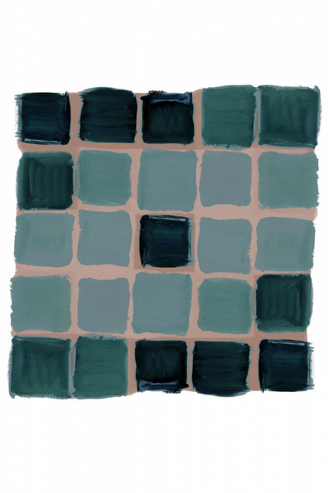 Abstract Teal Grid by cartissi — canvas wall art