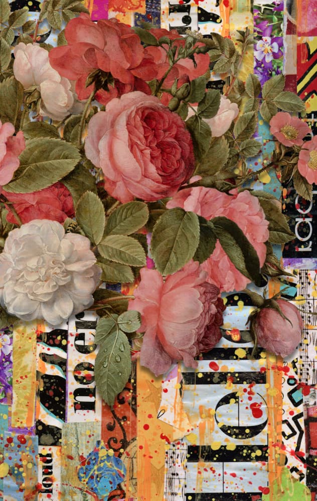 Vibrant Rose Collage by Marja van den Hurk — canvas wall art