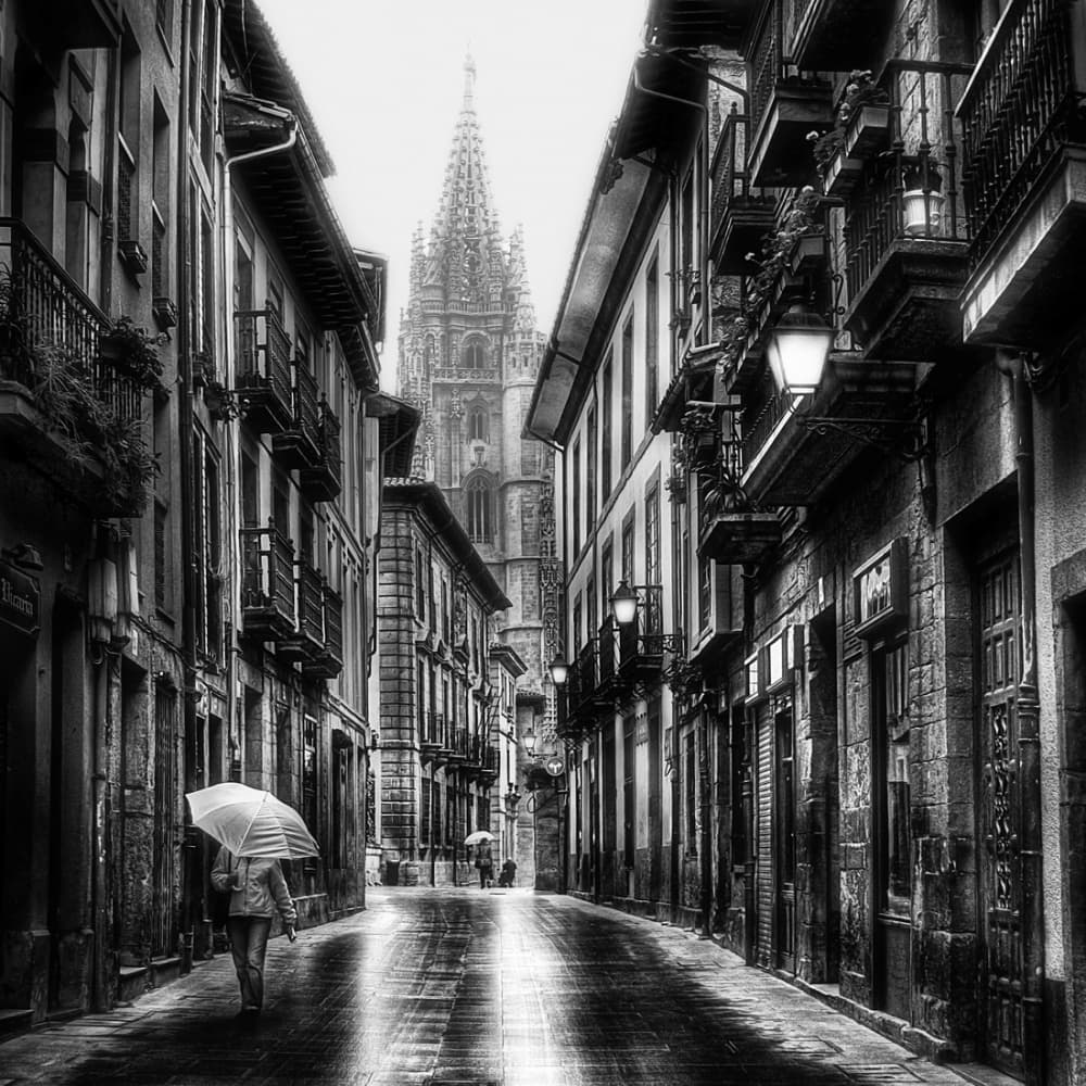 Rainy Cathedral Street by Jose C. Lobato — canvas wall art