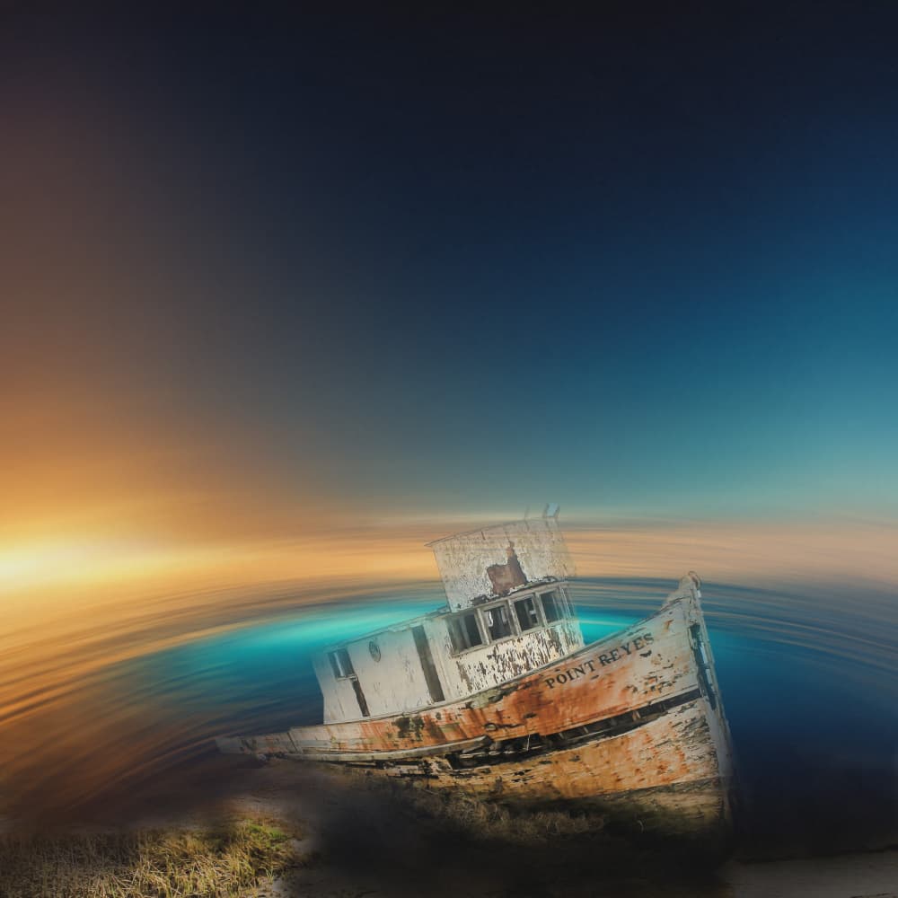 Point Reyes Shipwreck Sunset by Barbara Zielinska — canvas wall art