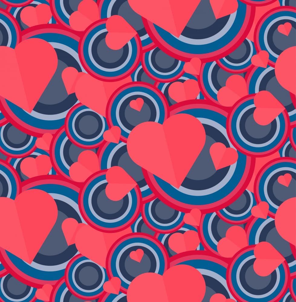 Vibrant Hearts Circles Pattern by Marika Barsrsind — canvas wall art