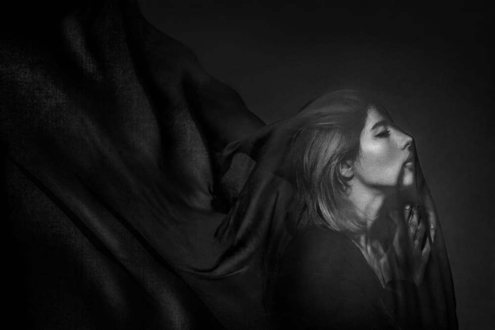 Mysterious Fabric Portrait by Sepideh Niksefat — canvas wall art