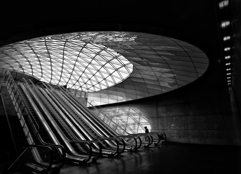 Modern Station Escalators by Jorge Pimenta — canvas wall art