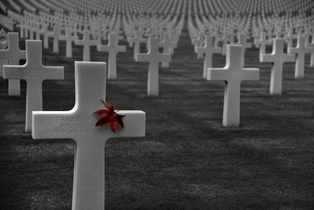 Solemn Crosses Red Leaf by Claudio Moretti — canvas wall art