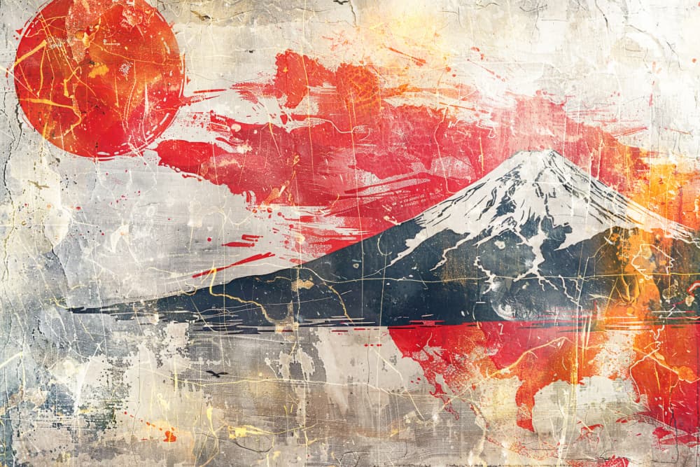 Abstract Fuji Red Sun by Rafal Kulik — canvas wall art