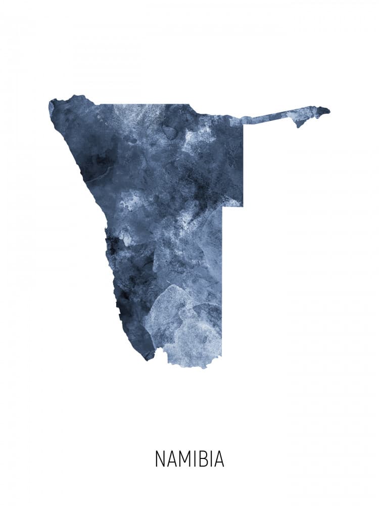 Textured Namibia Map by Michael Tompsett — canvas wall art