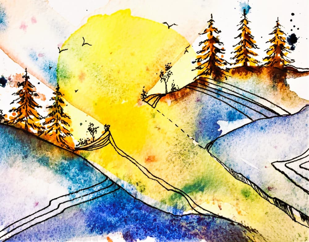 Vibrant Mountain Landscape by Anda Bieza — canvas wall art