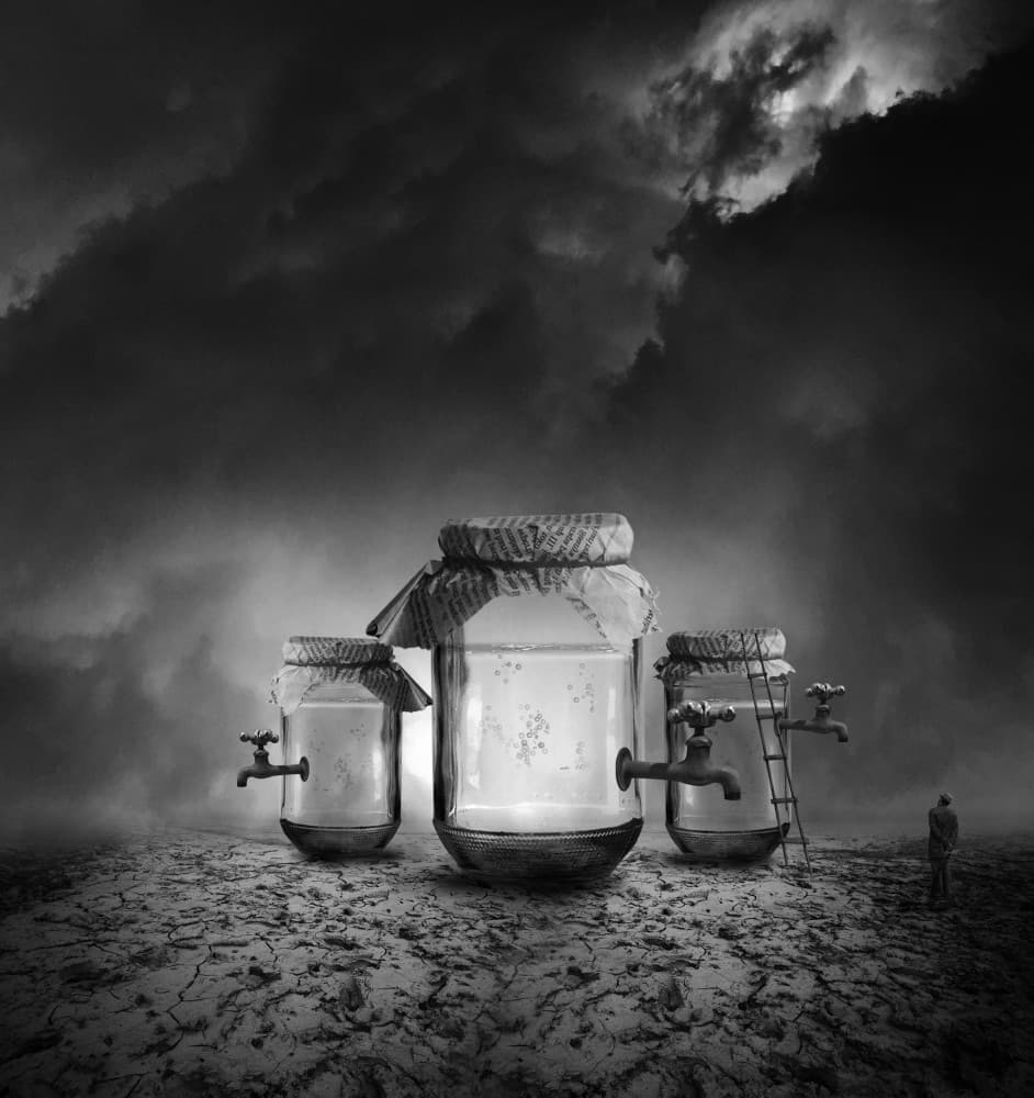 Water Jars Cracked Earth by Hari Sulistiawan — canvas wall art