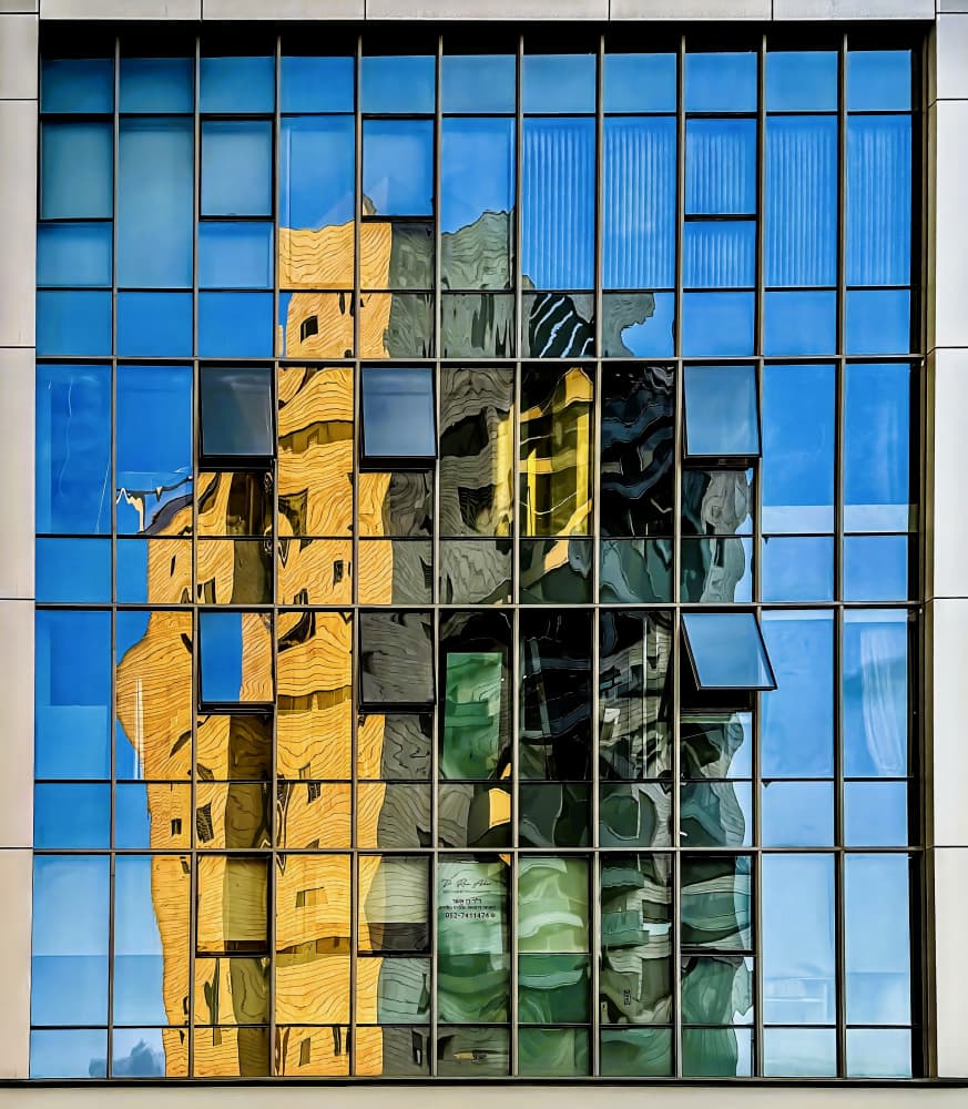 Urban Glass Reflections by Arnon Orbach — canvas wall art