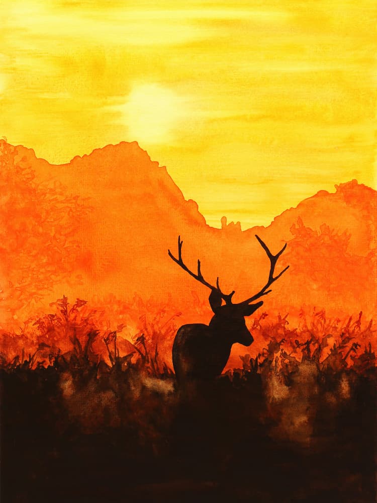 Sunset Stag Silhouette by Natalie Bruns — canvas wall art