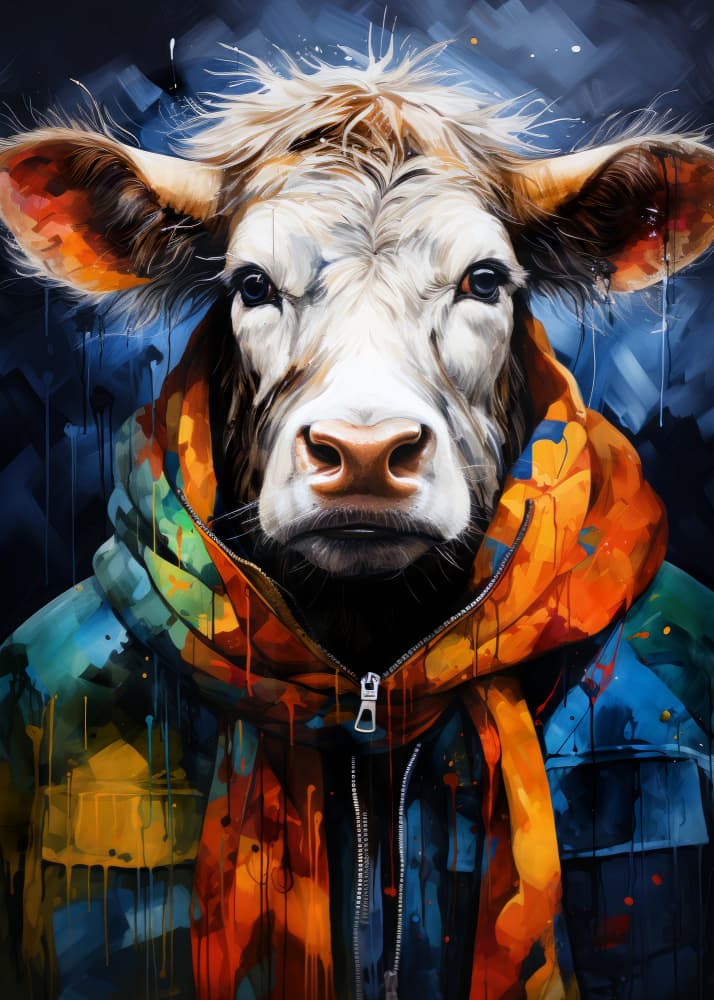 Stylish Cow Fashion by Justyna Jaszke — canvas wall art