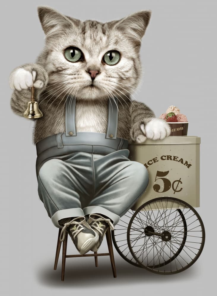 Whimsical Ice Cream Cat by Adam Lawless — canvas wall art