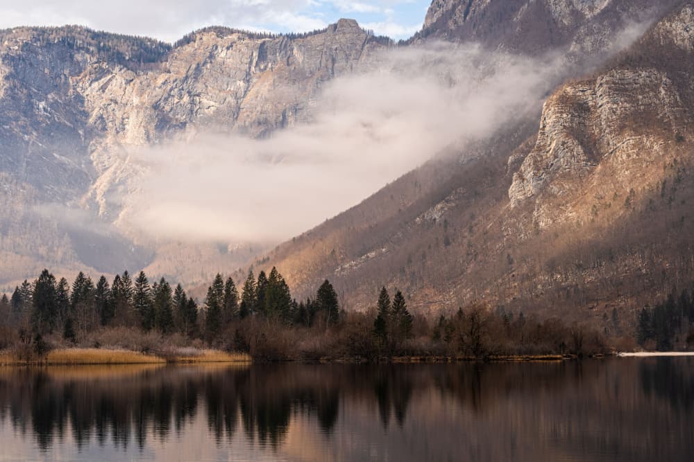 Misty Mountain Lake by Marija Kordić — canvas wall art
