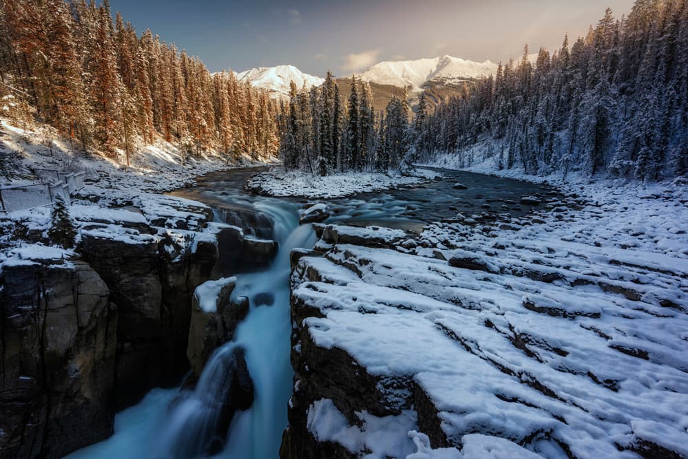 Golden Winter River Canyon by Jorge Ruiz Dueso — canvas wall art